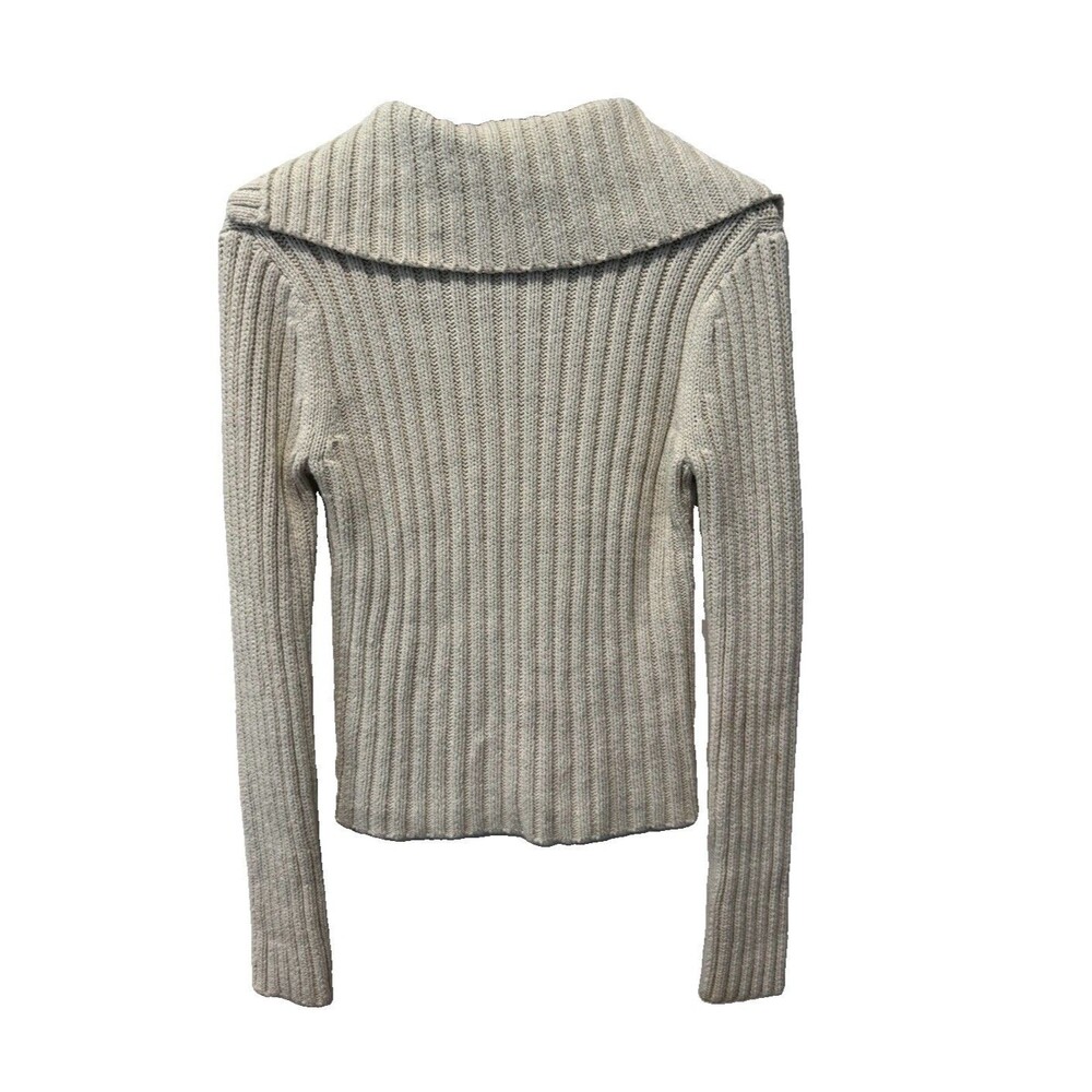 Abercrombie & Fitch Cardigan L Chunky Knit Toggle Shawl Collar Y2K Beige - Picture 8 of 8